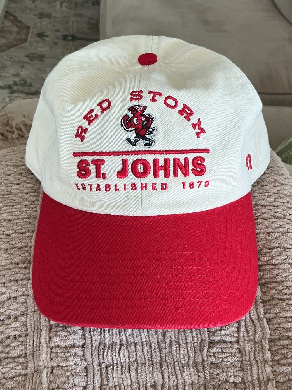 St. Johns Red Storm Embroidered Baseball Cap - White & Red by47